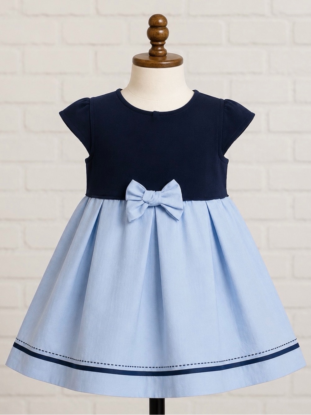 Carriage Boutique Girls Dress 3T Navy Knit Chambray Preppy Classic School Photos